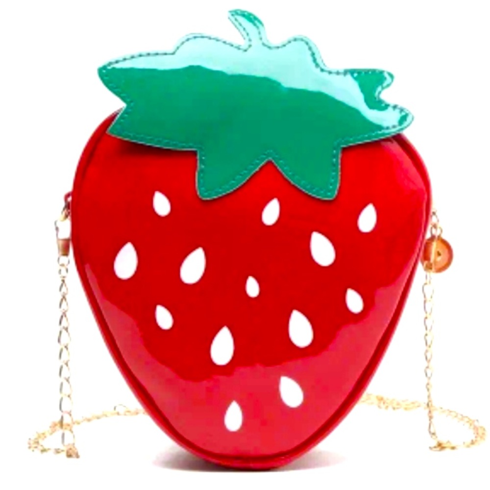 NWT Mini Strawberry Chain Crossbody Faux Leather Bag
